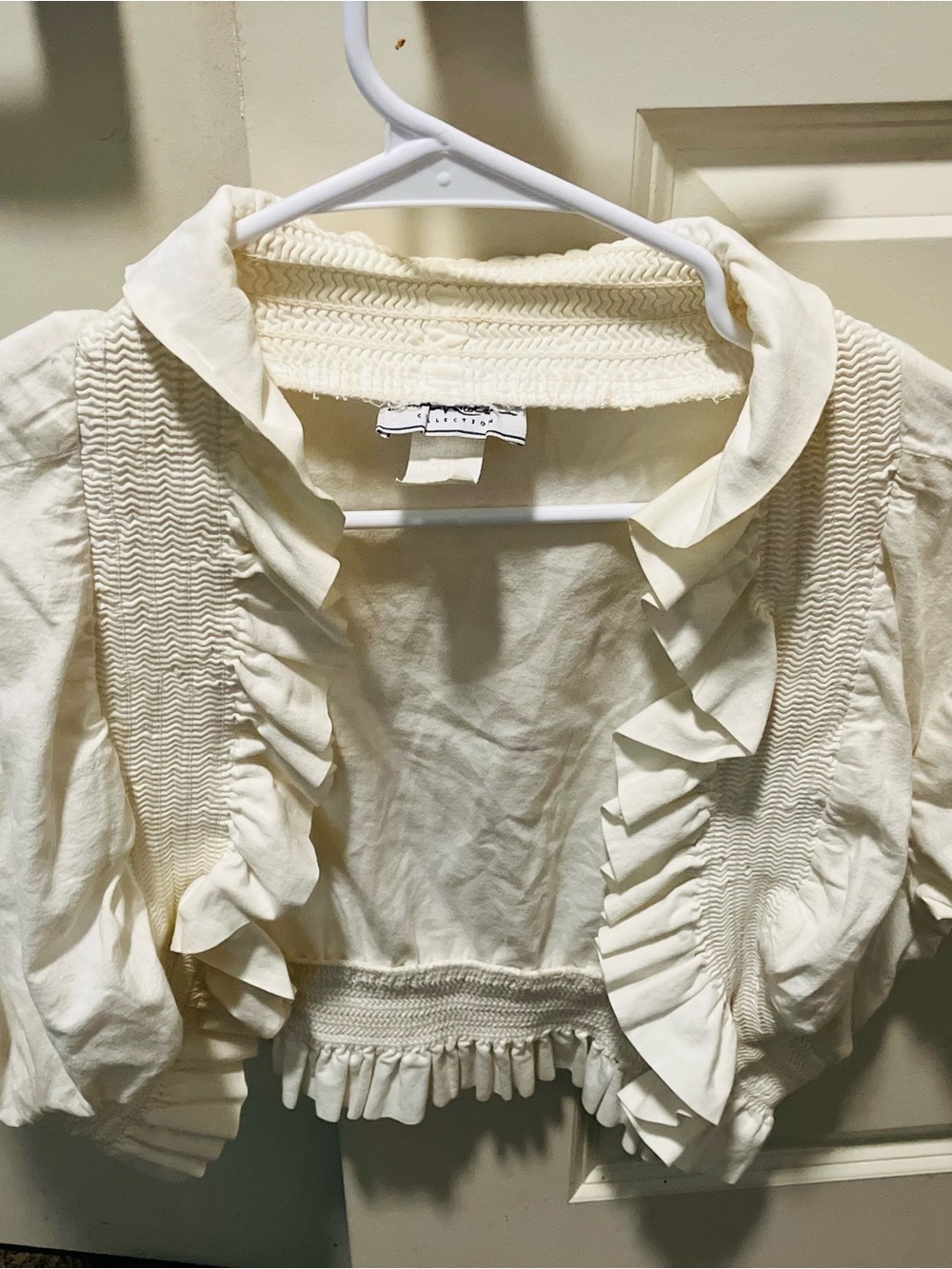 Ivory Ruffle Smocked Crop Top